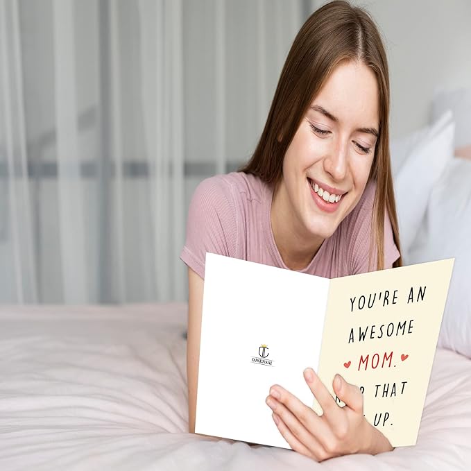 OJsensai Funny Mother’s Day Card for Mom Sister, Awesome Mom Mothers Day Gifts for Daughter, Best Mother's Day Gift Idea for Wife Girlfriend, You’re An Awesome Mom Card