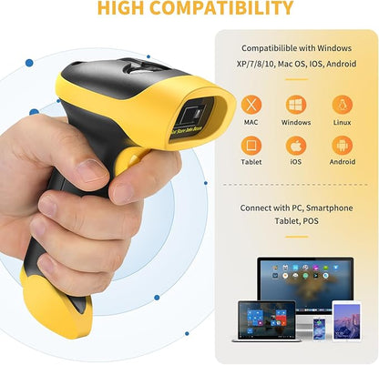 NetumScan Bluetooth QR Barcode Scanner, 3 in 1 Automatic Wireless 1D 2D Barcode Reader USB Image Code Scanner for Store, Warehouse POS, Computer, Tablet, iPad, iPhone, Android