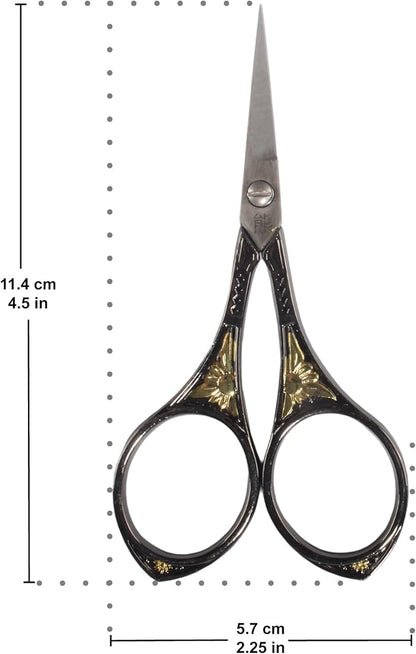 JubileeYarn Sun Motif Embroidery Craft Scissors - Black - 3 Scissors