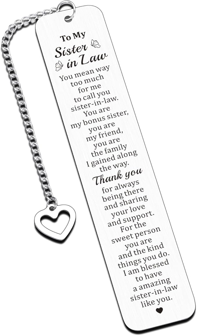 Sister in Law Gifts, Christmas Stocking Stuffers for Sister in Law, Sister in Law Bookmark, Wedding Birthday Gifts for Sister in Law, Sister-in-Law Gifts, Xmas Valentines Gifts for Sister in Law