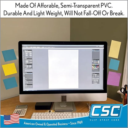 Computer Monitor Memo Board 2 Pack Sticky Note Holder, Semi-Transparent Flexible PVC, Monitor Adhesive Message Boards, Desk Accessories & Workspace Organizers, 12" L x 3" W, Non-Acrylic