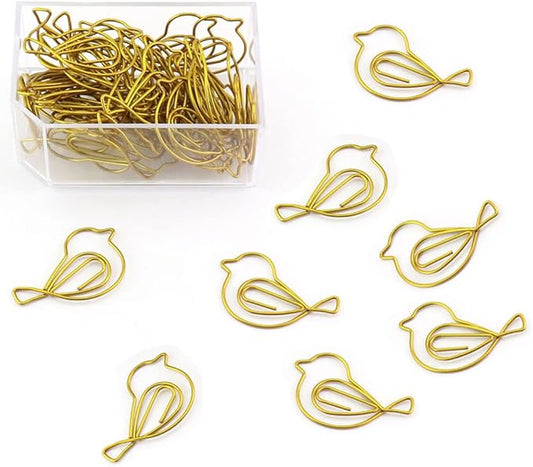 Gold Bird Shape Paper Clips Animal Shaped Paperclip Cute Bird Bookmark in Box Office Bookmark Clips for Document Organizing Book Mark Office Home School Supplies