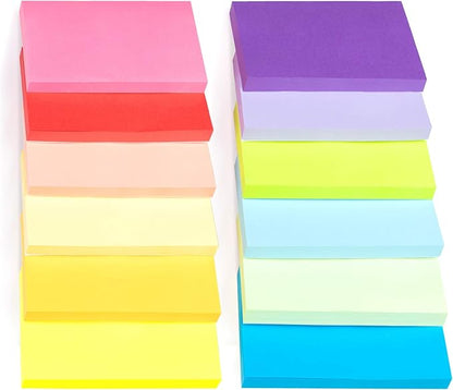 12 Pack Sticky Notes Large,3 x 5 in Super Sticking Power Memo Pads,12 Bright Colorful Self-Stick Pads,100 Sheets/Pad 2X The Sticking Power Easy to Post for Office, Notebook & Daily Life