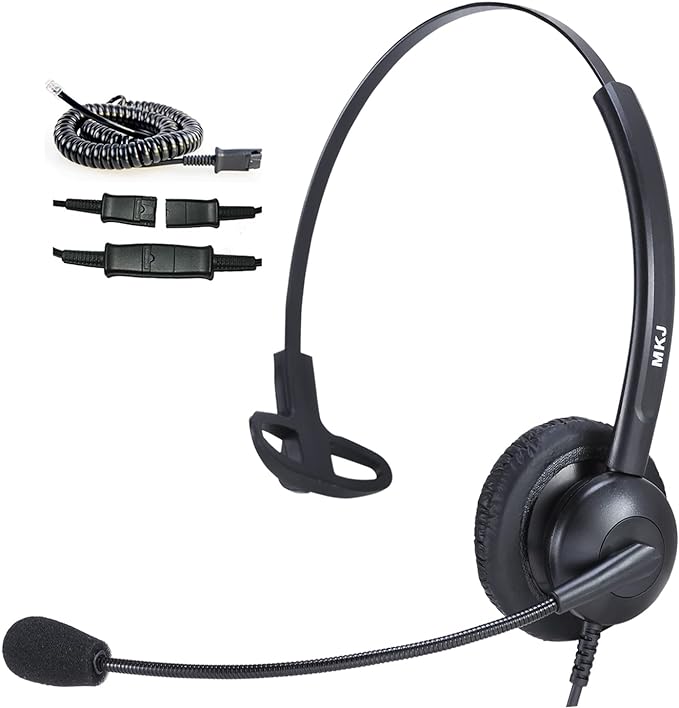 MKJ Cisco Headset Noise Canceling Wired Headphones with Microphone Corded RJ9 Telephone Headset for Cisco Office Phones CP-7821 7940 7942G 7945G 7961G 7962G 7965G 7971G 7975G 8865 9951