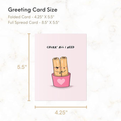ALY LOU Anniversary Card for Her Him/Girlfriend Wife/Husband Boyfriend, Friendship Thank You Birthday Kawaii Greeting Card (Churr’ all I need (Churros))