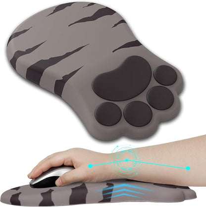 Ergonomic Mouse Pad with Wrist Rest,Cute Cat Paw Mousepad Wrist Support,Comfortable Massage Design Computer Pain Relief Mouse Pad with Non-Slip PU Base for Desk Laptop Gaming Office,Brown