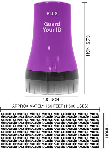 Wide Advanced Privacy Protection Roller by Guard Your ID for Bills, Mail, Address Labels (3-Pack, Purple)