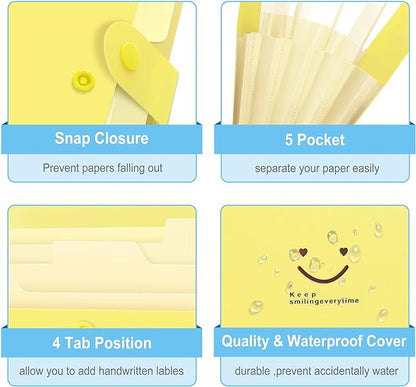 SKYDUE Folder, Accordion Document Organizer, Letter A4 Paper Expanding File Folder Pockets (1, Banana)