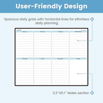 CLEVER CLEAN Magnetic Dry Erase Weekly Calendar - 14.25"x11.25" Weekly Calendar for Fridge - 6 Extra Fine Point Markers Included - Shipped Flat