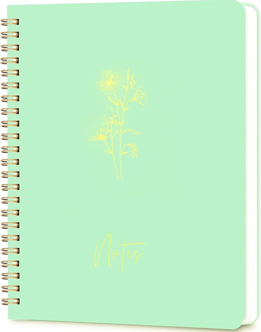 Spiral Notebook Journal For Women & Men College Ruled Notebook With Large Pockets And Lined Pages - Perfect to Stay Organized and Boost Productivity at Work or Note Taking (Green)