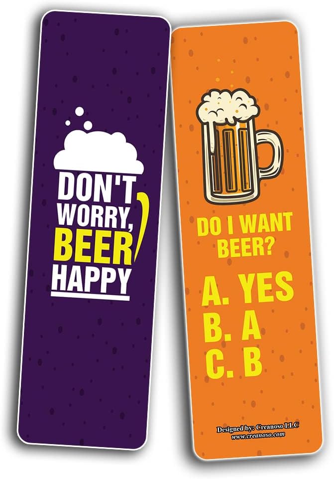 Creanoso Funny Beer Friends Bookmarks (5-Sets X 6 Cards) – Daily Inspirational Card Set – Interesting Book Page Clippers – Great Gifts for Adults and Professionals