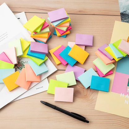 (50 Pads) Sticky Notes 1.5x2, 10 Colors Self Sticky Notes, Sticky Pads, Recyclable, Self-Stick Pads, Easy to Post for Home, Office, Notebook