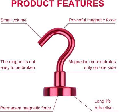 DIYMAG Magnetic Hooks, 30Lbs Strong Heavy Duty Cruise Magnet S-Hooks for Classroom, Fridge, Hanging, Kitchen etc, (6 Pack-Red)