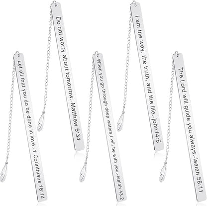 Thenshop 5 Pcs Bible Verse Bookmark for Women Christmas Bookmark Inspirational Christian Gifts Silver Stainless Steel Religious Bookmarks for Book Reading Teacher Grad Birthday