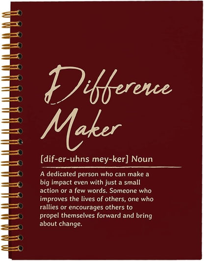 OXW Difference Maker Appreciation Gift, Meeting Notebook for Work, Thank You Gifts for Leader Mentor Manager Boss, Office Supplies Social Worker Notebook, Red Hardcover Spiral Notebook 5.5 x 8.3
