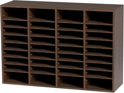VEVOR Literature Organizer, 36 Compartments Office Mailbox with Adjustable Shelves, Wooden Mailbox Sorter Medium Density Fiberboard Office Home Classroom Storage for Files, Documents, Papers, Grey