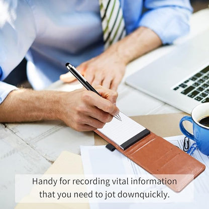 Xhwykzz 7 Pcs Small Pocket Notepad Holder Set, Pocket Notebook with pen for offices, schools, restaurants (Brown)