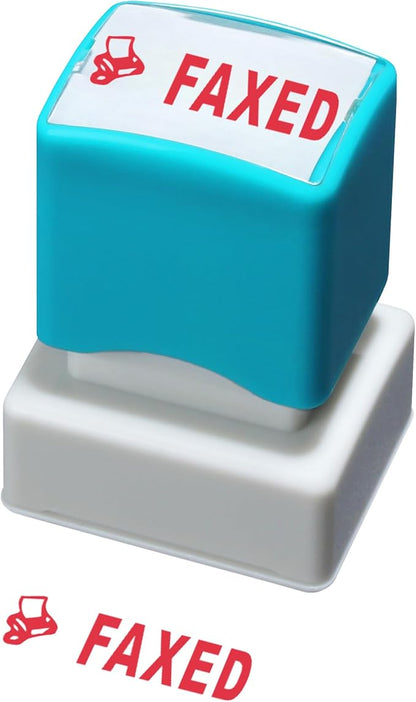 WAFJAMF Faxed Stamp–Pre-Inked Rubber Stamp Red Ink Office Stamp Message Stamp-Medium