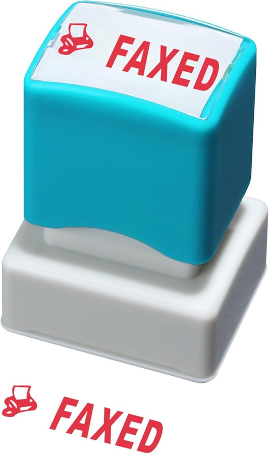 WAFJAMF Faxed Stamp–Pre-Inked Rubber Stamp Red Ink Office Stamp Message Stamp-Medium