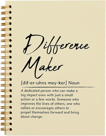 OXW Difference Maker Appreciation Gift, Meeting Notebook for Work, Thank You Gifts for Leader Mentor Manager Boss, Office Supplies Social Worker Notebook, Cream Hardcover Spiral Notebook 5.5 x 8.3