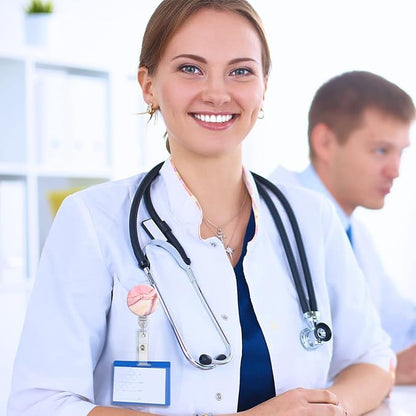 Retractable Badge Reel Clip, Badge Holder with Alligator Clip, Cute Badge Clip on ID Name Card Holders for Nurse Doctor and Office (3Pack Marble Purple & Pink)