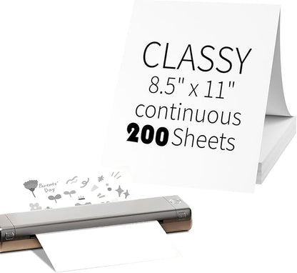 200 Sheets Thermal Printer Paper 8.5 x 11 Inch,Lasting 3 years,US Letter Size Thermal Paper, Compatible with M08F/A40 Thermal Portable Printer, Folded, Continuous Folding