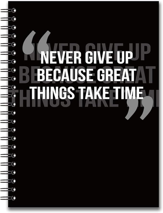 YAZMEEN Inspirational Blank Spiral Notebook（160 Pages） Never Give Up Because Great Things Take Time Hardcover Notebook Motivational Journal Gift Funny Birthday Gift for Teen Student Friend Coworker