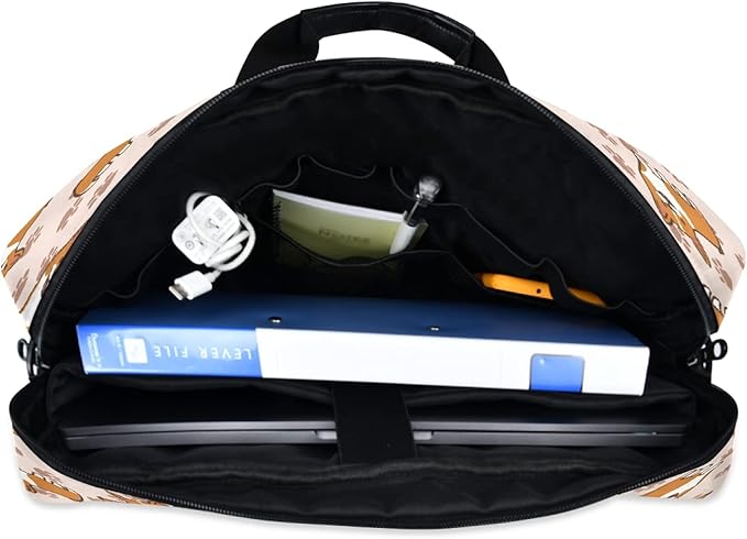 Cartoon Corgi Puppy Dog Laptop Messenger Bag Case Sleeve Briefcase for Men Women