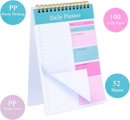 Set of 3 To Do List Notepad, 52 Sheets Undated Daily Planner 2024, 5.2"x7.8" To Do List Notebook, Daily Checklist for School/Office Supplies