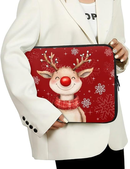 Cute Deer Laptop Sleeve for Women 12 inch Laptop Protector with Multiple Uses Computer Carrying Case Portable Tablet Bag Lap Top Case Christmas Laptop Protector