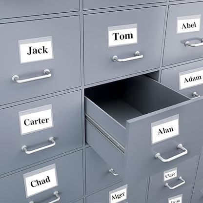 36 Pack Adhesive 4" x 6" Index Card Pockets with Top Open for Loading, Clear Plastic Labels Holders for Organizing, Storage Bins, Library Card, Totes, Shelves