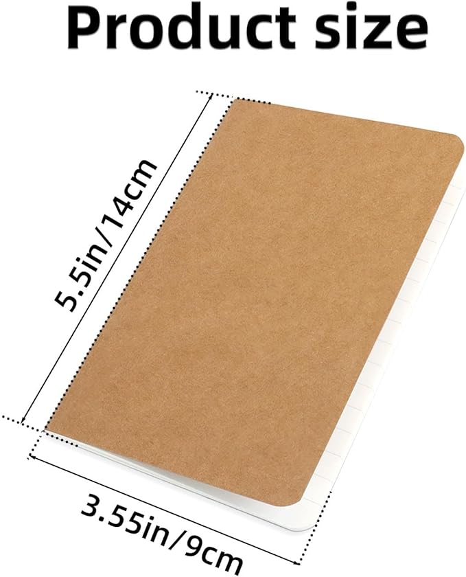 6 Pack Pocket Notebook Mini Notebooks Bulk 3.5 X 5.5 Inch Small Memo Notepad 30 Sheets 60 Lined Pages Kraft Paper Notebooks with Softcover Brown Cover Mini Journal Bulk Office School Supplies