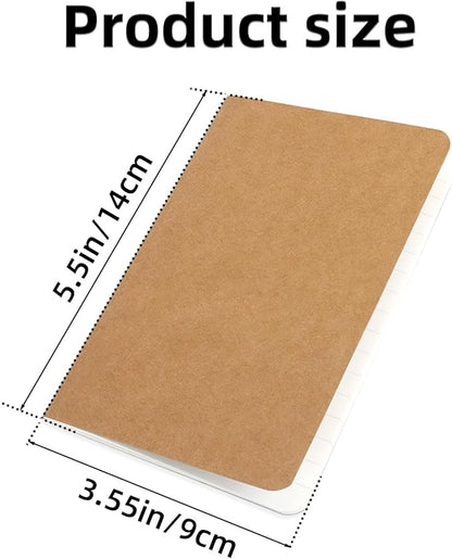 6 Pack Pocket Notebook Mini Notebooks Bulk 3.5 X 5.5 Inch Small Memo Notepad 30 Sheets 60 Lined Pages Kraft Paper Notebooks with Softcover Brown Cover Mini Journal Bulk Office School Supplies