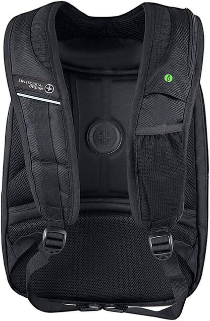 Swissdigital Design TSA-Friendly Large Backpack, Business Laptop Backpack for Men with USB Charging Port/RFID Protection (TERABYTE J16BT-1) One Nation One World