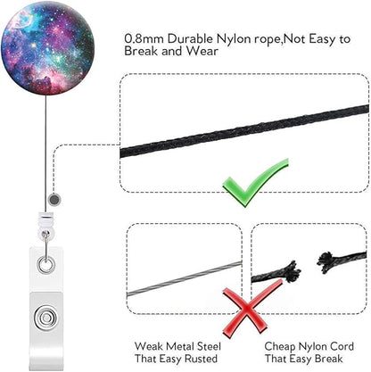 Retractable ID Badge Holder Nurse Badge Reels with Clip Name Card Holders for Office Worker Doctor Nurse (5 Pack Mandala Starry Sky)