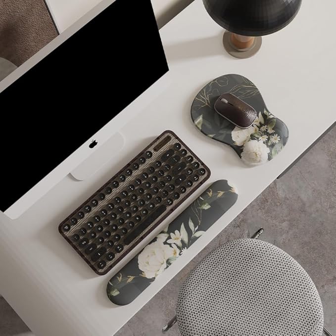 ErgoComfort Gel Wrist Rest Mouse Pad-Ergonomic Office Mousepad with Wrist Support-Non-Slip, Design Desk Accessories Mat for Home&Game Decor (08Elegant Floral)