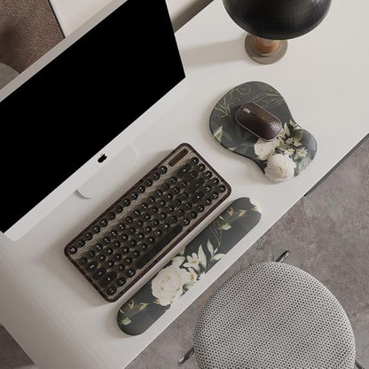 ErgoComfort Gel Wrist Rest Mouse Pad-Ergonomic Office Mousepad with Wrist Support-Non-Slip, Design Desk Accessories Mat for Home&Game Decor (08Elegant Floral)