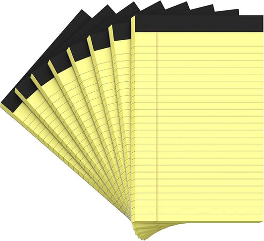 Legal Pads 5 x 8 inch - 8 Pack Yellow Note Pads, 30 Sheets per Notepad, College Ruled Legal Pads, Pads of Paper Writing Pad - Ideal for Office, School or Home Use