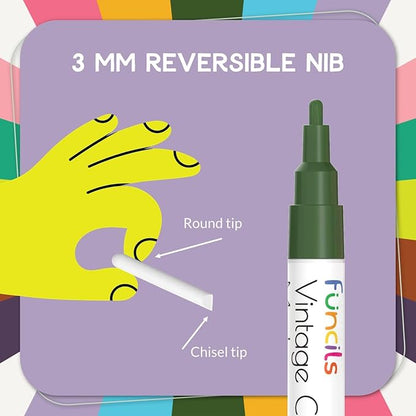 Vintage Liquid Chalk Markers for Chalkboard Signs, Blackboard, Window, Labels, Bistro, Glass, Car (10 Pack, 3mm) - Wet Wipe Erasable Ink Chalkboard Markers, Reversible Tip Liquid Chalk Pens