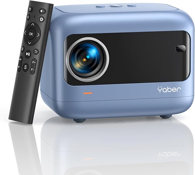 [Electric Focus] YABER Mini Projector with 5G WiFi and Bluetooth 5.2,18000 Lumen 1080P Portable Projector Support ±40° Keystone Correction,Outdoor Projector for Phone/ TV Stick/Laptop/PS5(Blue）