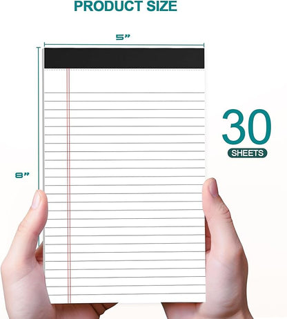Small Legal Pads 5x8 White Note Pads 5x8 Writing Pads, College Ruled Legal Notepads 5x8, Lined Pads of Paper White Paper Pads 5x8 for School, Home, Office, Business- 10 Pads/Pack, 30 Sheets/Pad
