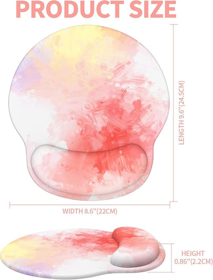 eulps Mouse Pad with Wrist Rest, Comfortable Computer Mousepad with Gel Wrist Support Smooth Surface and Non-Slip PU Base for Pain Relief, Laptop, Office & Home (Colorful Tie-Dye)