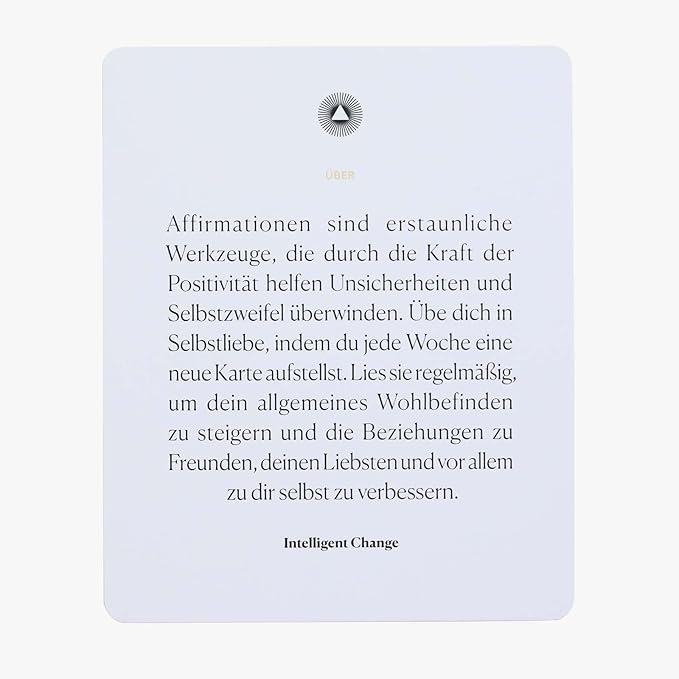 Intelligent Change German Mindful Affirmation Cards, Daily Words of Encouragement Cards, Self Affirmation Inspirational Gifts, Self Care Box of Positive Affirmations, Display Stand, Deck of 52