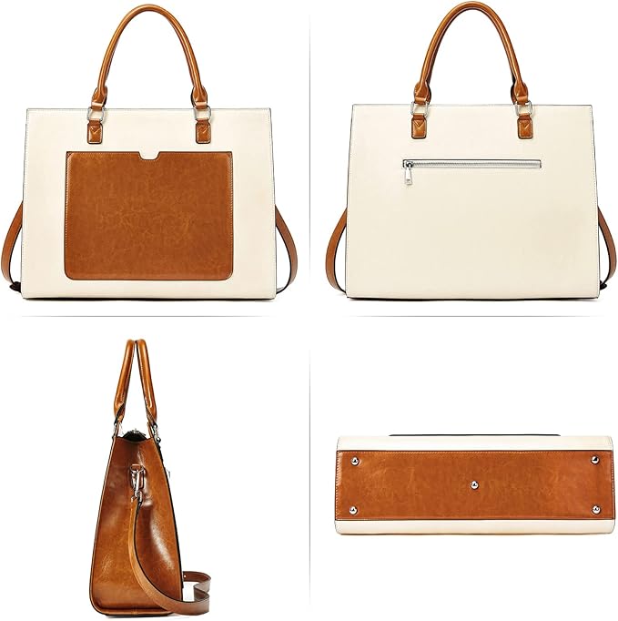 Telena Laptop Tote Bag for Women, 15.6 Inch Shoulder Tote Bag Leather Briefcase for Women, Large Capacity Handbag Bags