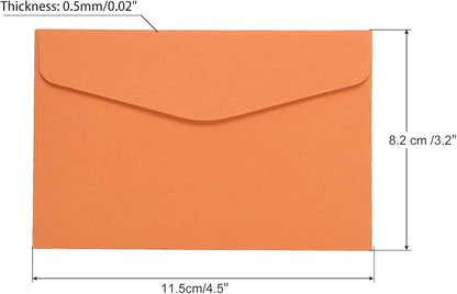 PATIKIL Mini Envelopes, 100 Pack Paper Blank Small Items Storage Business Card Holder for Greeting Note Party, Orange