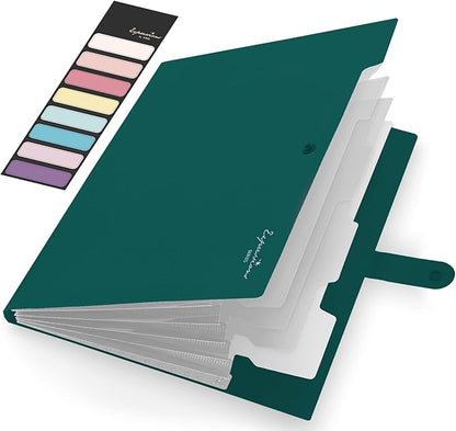 Sooez Expanding File Folder, Letter Size Accordion File Organizer, 5 Pocket Folders for Documents, Portable Filling Products for School Office Supplies, Dark Green