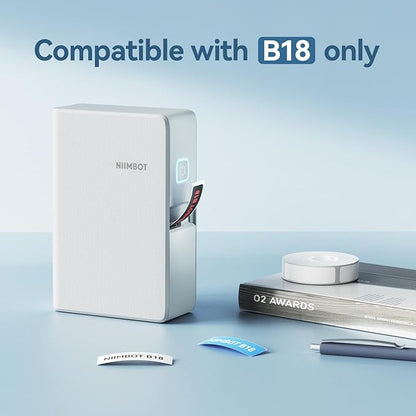 NIIMBOT Thermal Transfer Labels 0.55''x1.57'', Only for B18 Label Maker, PET Material, Waterproof and High-Temperature Resistance, Long Storage Time, White(14x40mm-150)