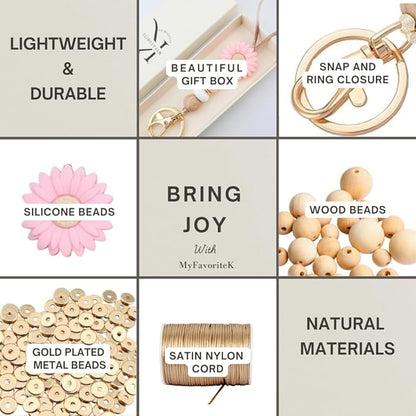 Flower Teacher Lanyards ID Badge and Key Chain, Cute Silicone Beads Lanyard for Women Nurse Work Student (Pink)