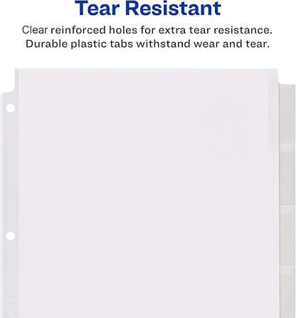 Avery Big Tab Insertable Extra Wide Dividers for 3 Ring Binders, 8-Tab Sets, Clear Tabs, 6 Sets (21940)