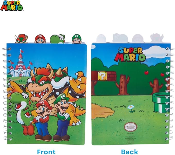 Innovative Designs Super Mario Bros Tab Journal Notebook, Spiral Bound, 96 Lined Pages, 8 x 7 inches